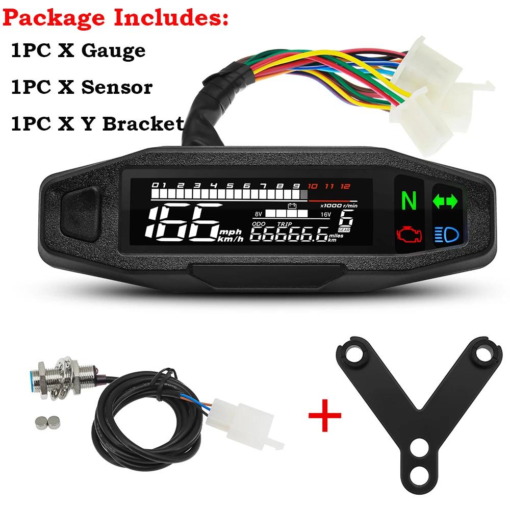 A Universal Digital Motorcycle Meter Speedometer LCD Digital Odometer RPM Fuel Level Meter Turn Signal Light for Motorcycle