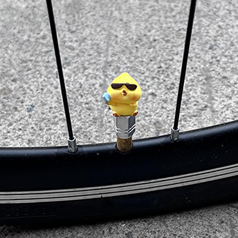 Bicycle Tire Valve Core Decoration, Small Yellow Chicken Color Creative Conversion Head, French Mouth, Beautiful Mouth, Tire Inflation Hole Sunglasses Chicken