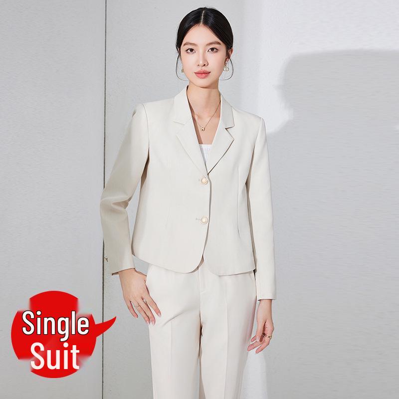 Petite Women's White Short Suit Set: High-End Casual Blazer Jacket for Spring/Autumn 2025