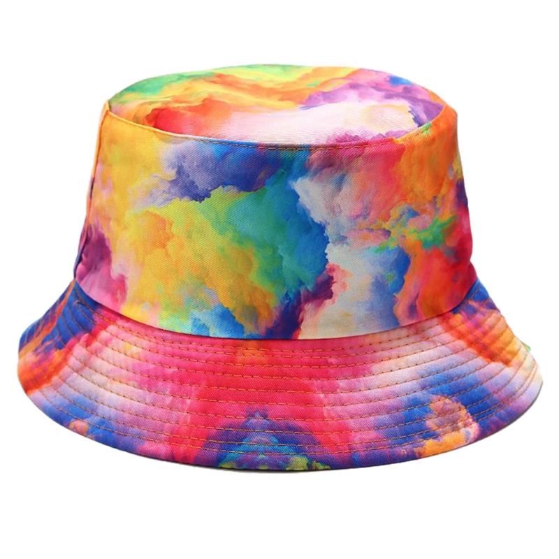 Cappello a secchiello da pesca parasole da esterno per donna uomo arcobaleno reversibile