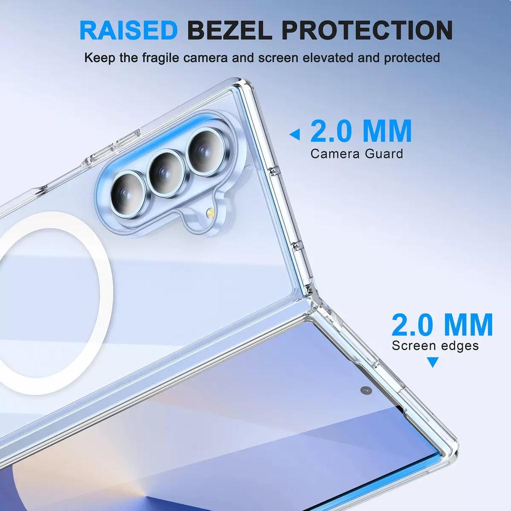High Definition Anti Yellowing Crystal Clear Acrylic Full Protection Magnetic 2 Thick PC Phone case for Samsung Z Fold 7 5 4 3