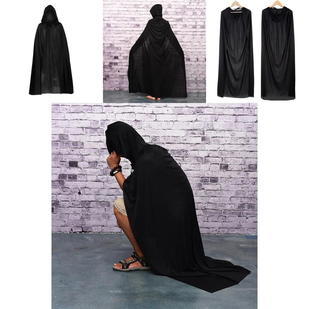 Halloween Cloak Cosplay Grim Reaper Vampire Witch Wizard Robe Party Adult Children Hooded Black Cloak Cape