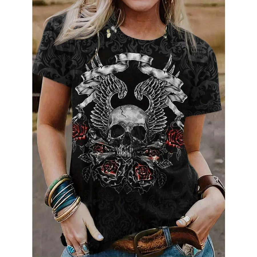Summer Skull T-Shirt Fashion Short Sleeve Women 3d Printed Skull Women Clothing Casual T Shirt For Men Daily Party Tops Tee