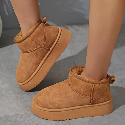 Luxury Winter Women Short Plush Warm Snow Boots Casual Shoes New Suede Fur Chelsea Ankle Boots Flats Platform Ladies Shoes Botas
