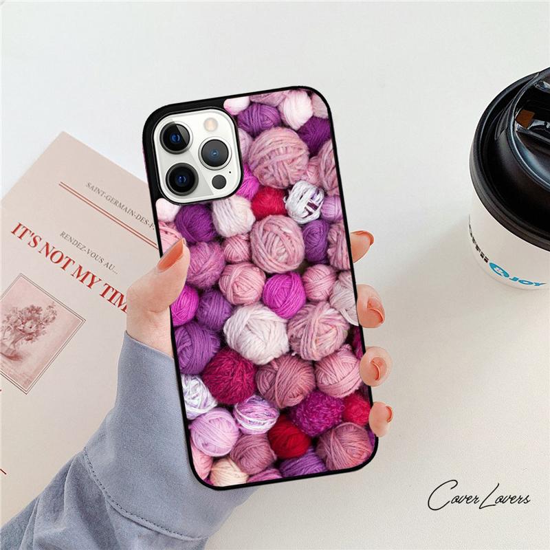 

Sewing Knitting Crochet Phone Case For iPhone 14 15 16 13 12 Mini Max Cover For Apple iPhone 11 Pro Max 8 7 Plus SE2020 Coque iPhone 6 6s