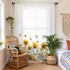 Light Blocking Sunflower Children Room Background Semi Transparent Filter Window Curtain Pole Living Bedr Single Panel Polyester Washable Sitting