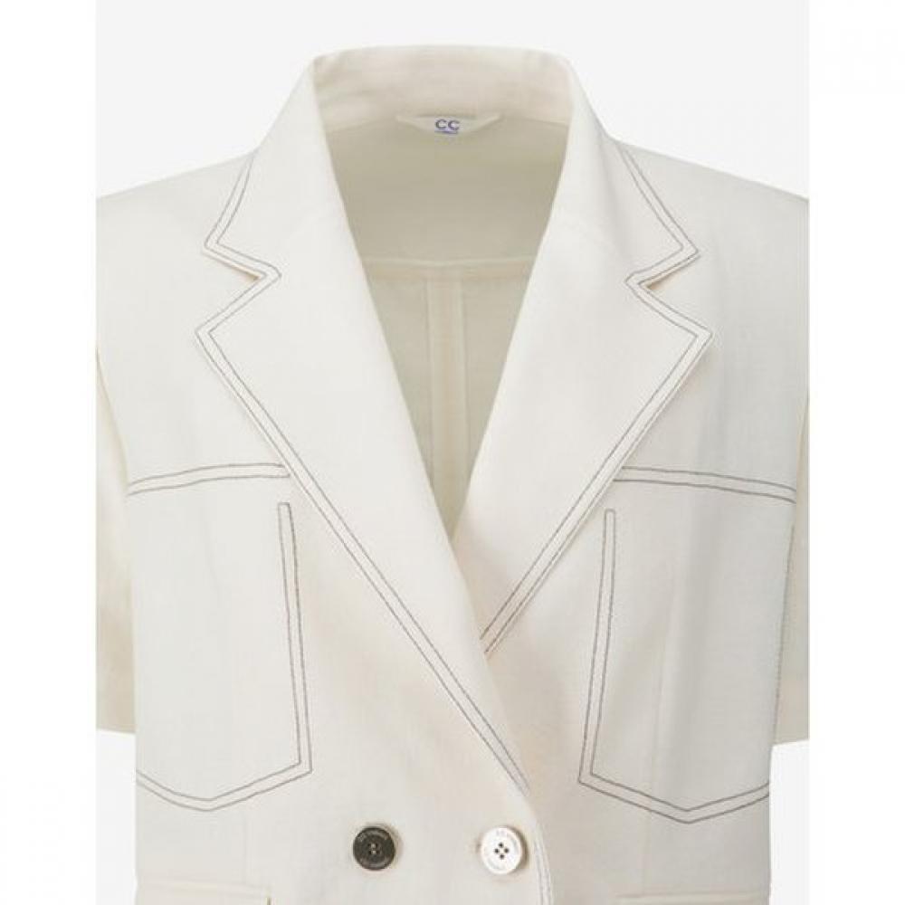 Cc Collect Half Sleeve Color Stitched Crop Jacket C262msf135