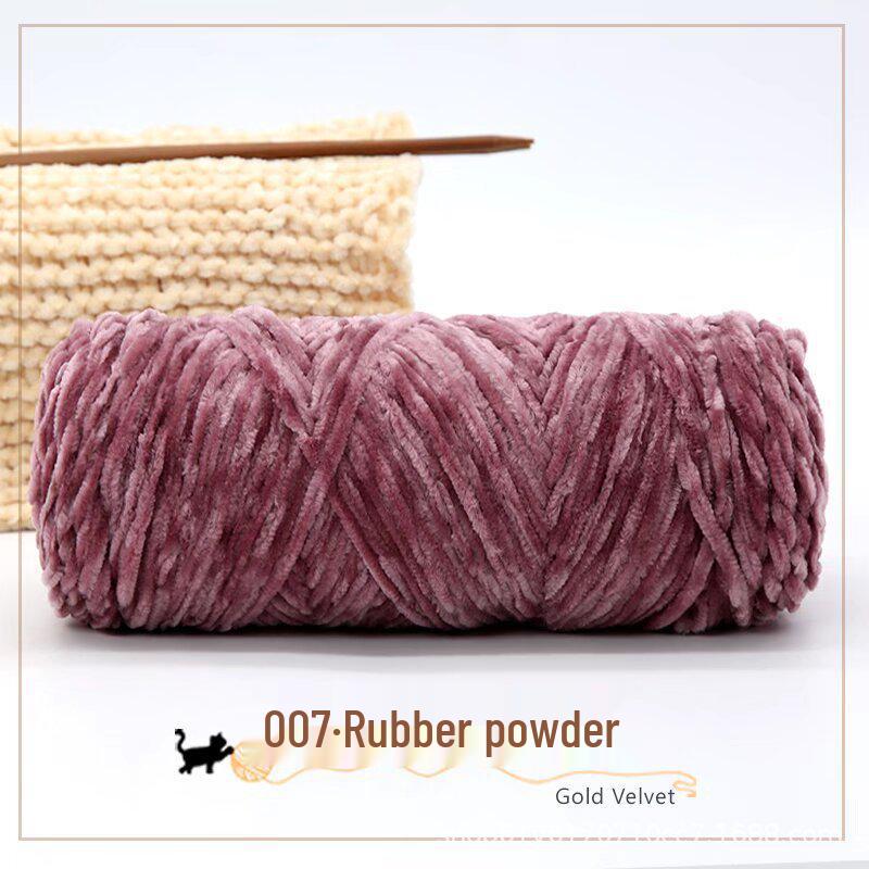 Golden Chenille Silk Velvet Yarn: Medium-Thick Polyester Yarn for Scarves, Glossy Velvet Crochet, and Wool Knitting Projects.