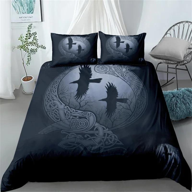Viking Duvet Cover Scandinavian Folklore Motifs Bedding Collection Microfiber Northern Germanic Culture Vikings Wolf Celtic Quilt Cover