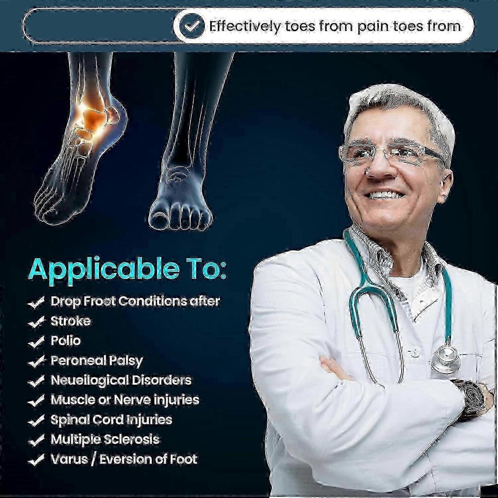 Verbesserte Fußheberorthese zum Gehen mit Schuhen - Doppelte Vorfußstützplatten, verstellbar, stabilisiert die unteren Gliedmaßen bei Fußheber, MS, TBI, 1 Paar