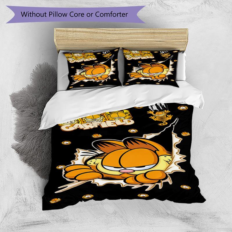 Set copripiumino 3 pezzi (1*Copripiumino + 2*Federe, Senza Nucleo), Set Biancheria da Letto con Stampa Garfield, Decorazione Camera da Letto, Stagione Unica, Regalo di Compleanno