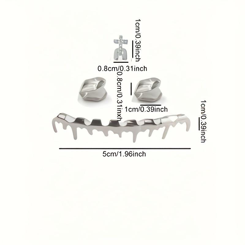 European-American Water Drop Eight Teeth Hip Hop Grillz Set - 5-Piece Stage Props