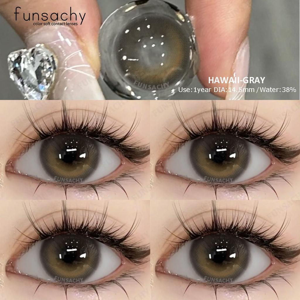 FUNSACHY 2pcs Green Contact Lenses Natural Beauty High Quality Colored Lens Beauty Cosmetics Makeup Pupils Eye Contacts Yearly