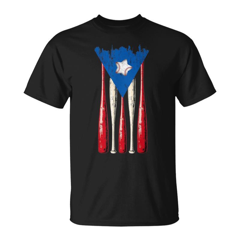 Puerto Rican Baseball Bats Puerto Rico Flag Pride Béisbol T-Shirt