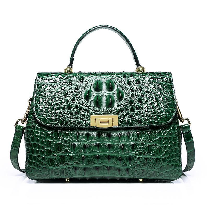 Borsa da donna con fantasia coccodrillo, borsa a tracolla da donna in vera pelle, borsa a mano in pelle bovina primo strato, borsa da donna in pelle di coccodrillo in vendita diretta