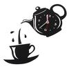 Diy Acrylic Coffee Cup Teapot 3D Wall Clock Decorative Kitchen Wall Clocks Decor