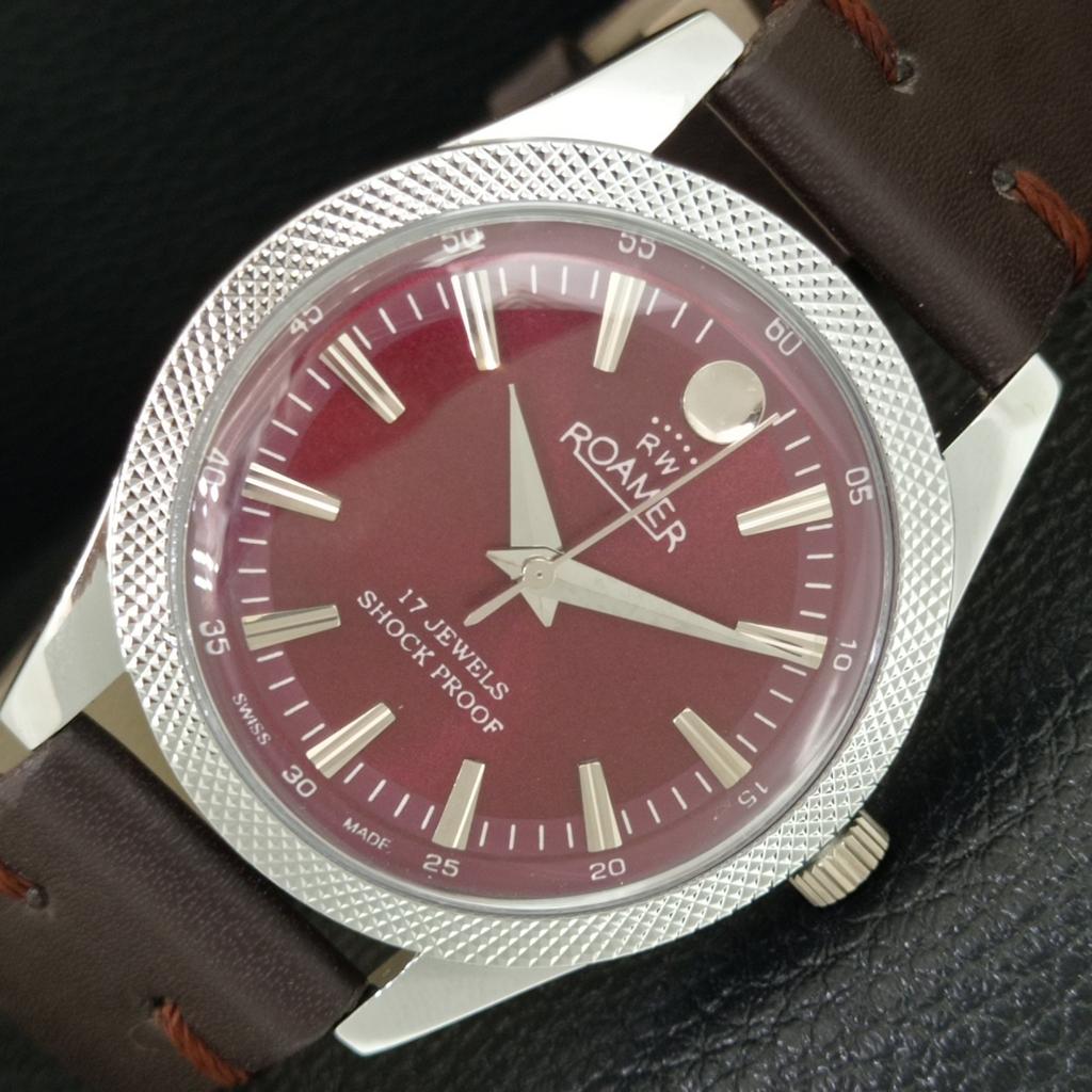 

HAND-WINDING VINTAGE SWISS MENS REFURBISHED RED COLOR DIAL WATCH a707155-1