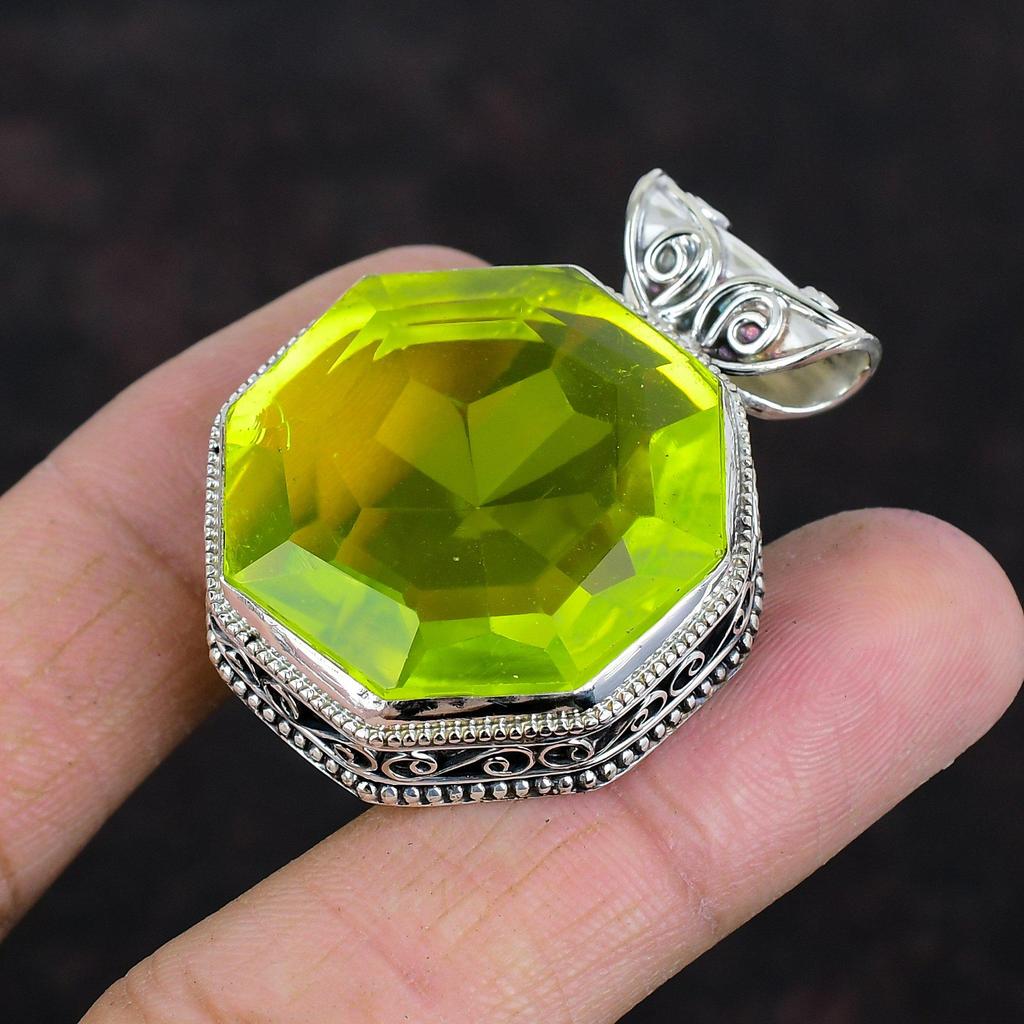 Faceted Lemon Topaz Pendant Handmade Gemstone Pendant 925 Sterling Silver Pendant Lemon Topaz Jewelry Dainty Vintage Pendant Gifts For Women