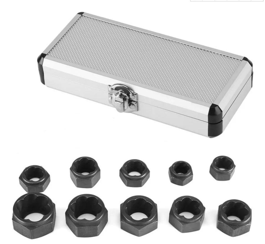 New 10Pcs/Set Bolt and Nut Extractor Complete Set of Remover Damages Rusty Socket Wrench Tool for Vehicle