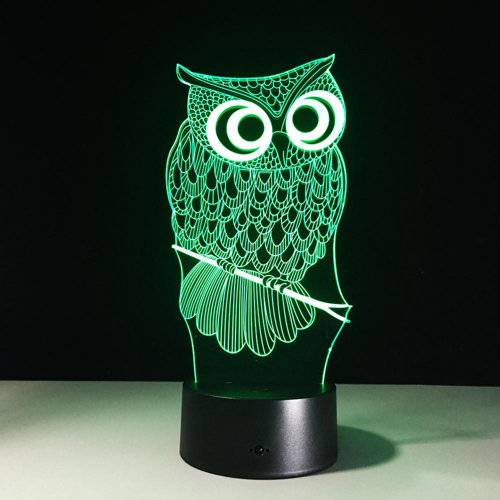 Stunning 3d Owl Led Desk Lamp With 7 Color Change Feature And Touch Art Controller