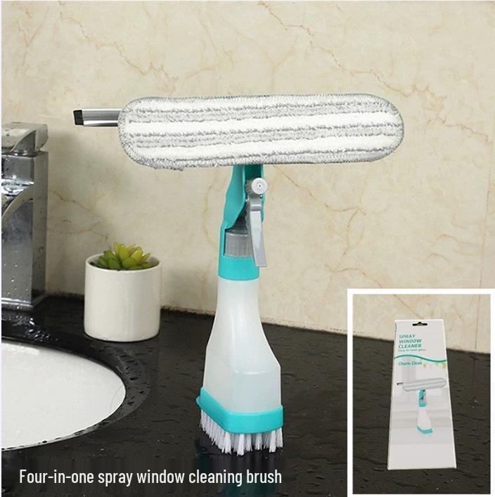 

Многофункциональная двусторонняя щетка для мытья стекол со скребком, губкой, щеткой для пола, распылителем и стеклоочистителем