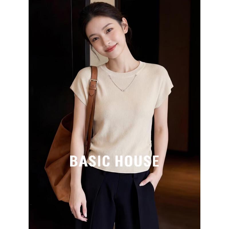 Basic House Women s Flutter Sleeve Round Neck T-Shirt One Size