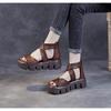 Damen Vintage Plateau Römersandalen