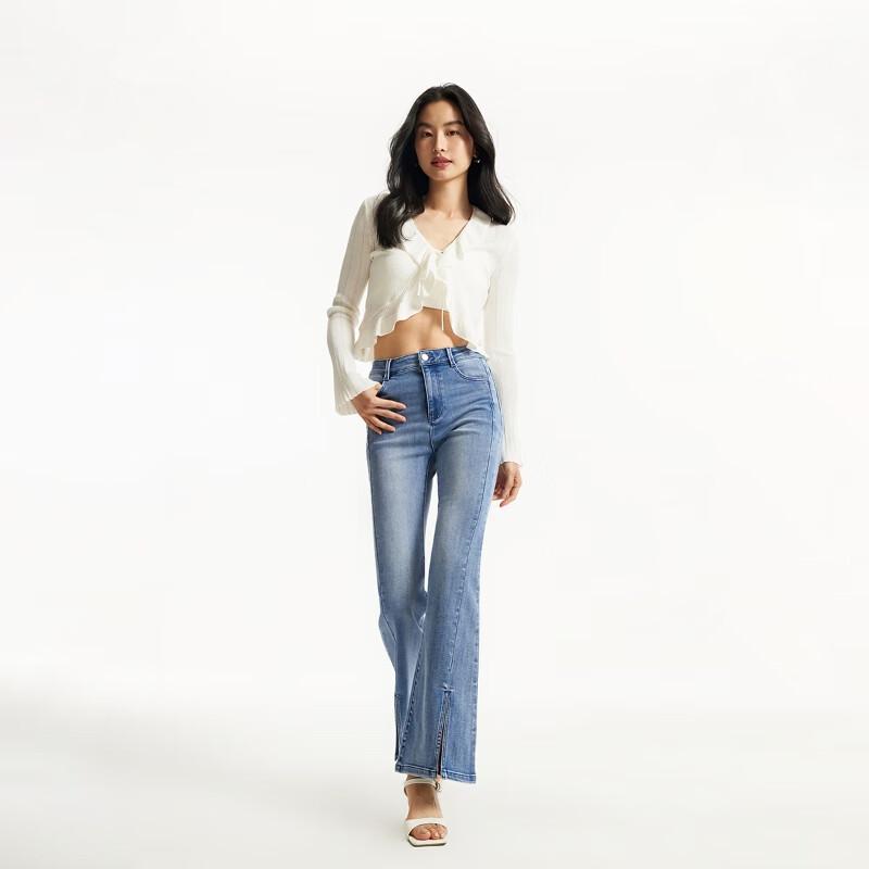 Veromoda Women's High-Waist Kick Flare Light Wash Jeans