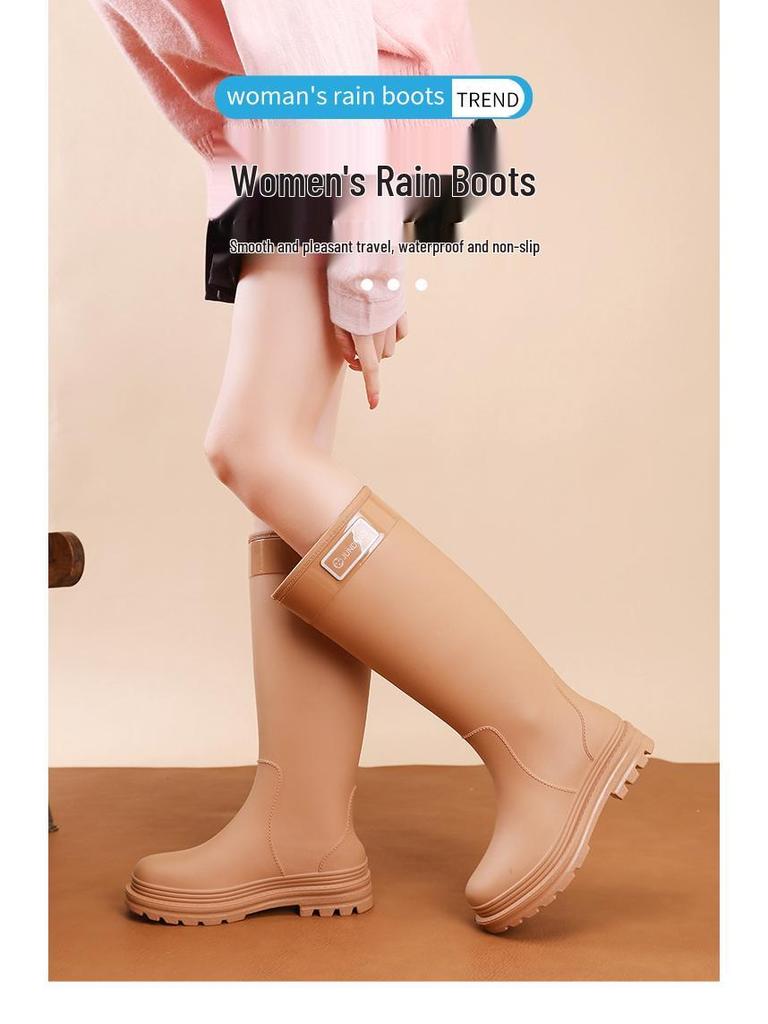 Women's Thickened High-Top Waterproof Rain Boots with Non-Slip Velvet Lining