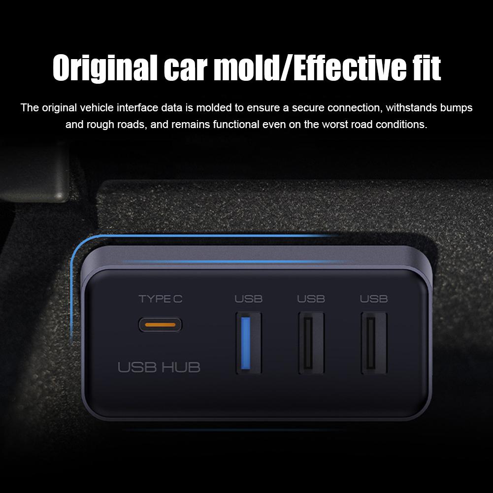 For Tesla For Model Y Central Control Expansion Dock 4-in-1 Multi Port Glove Box Docking Station Expansion Dock USB Adap E0G2