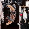 Halloween Moon Decoration Crow On The Moon Ornament Gothic Skull Face Moon with Witch Hat Hanging Decoration for Indoor Outdoor Home Party Festival