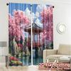 2pcs   2D FLAT PRINTING Curtains (Without Rod) CherryGardenPagoda Chic Curtains&Window Treatment Durable Polyester Curtains