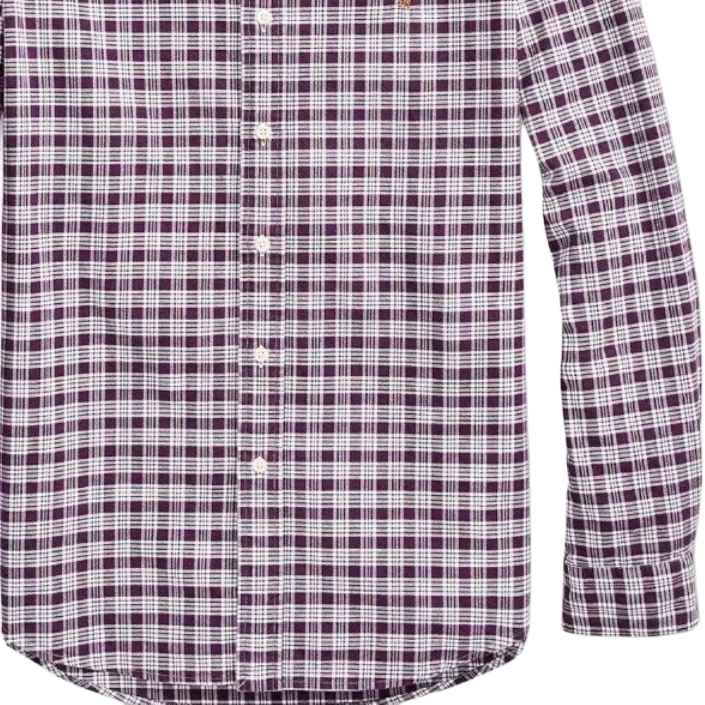 Polo Ralph Lauren Ss24 Rutig Pony Logo Broderad Långärmad Oxfordskjorta Herrskjortor Lila 710816534-002