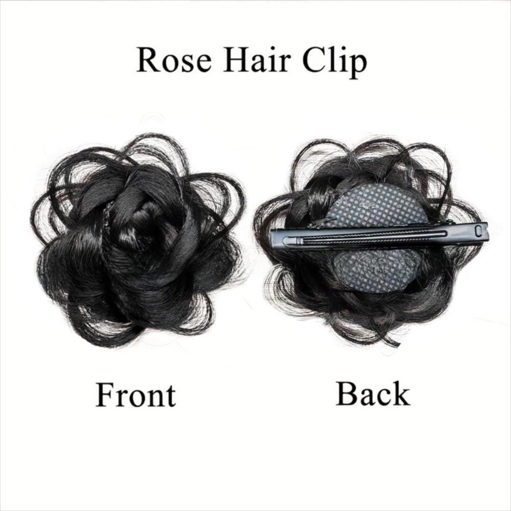 Invisible Claw Rose Hair Bun Fluffy Hairpiece Side Hair Clip Flower Hair Clip Hair Accessories