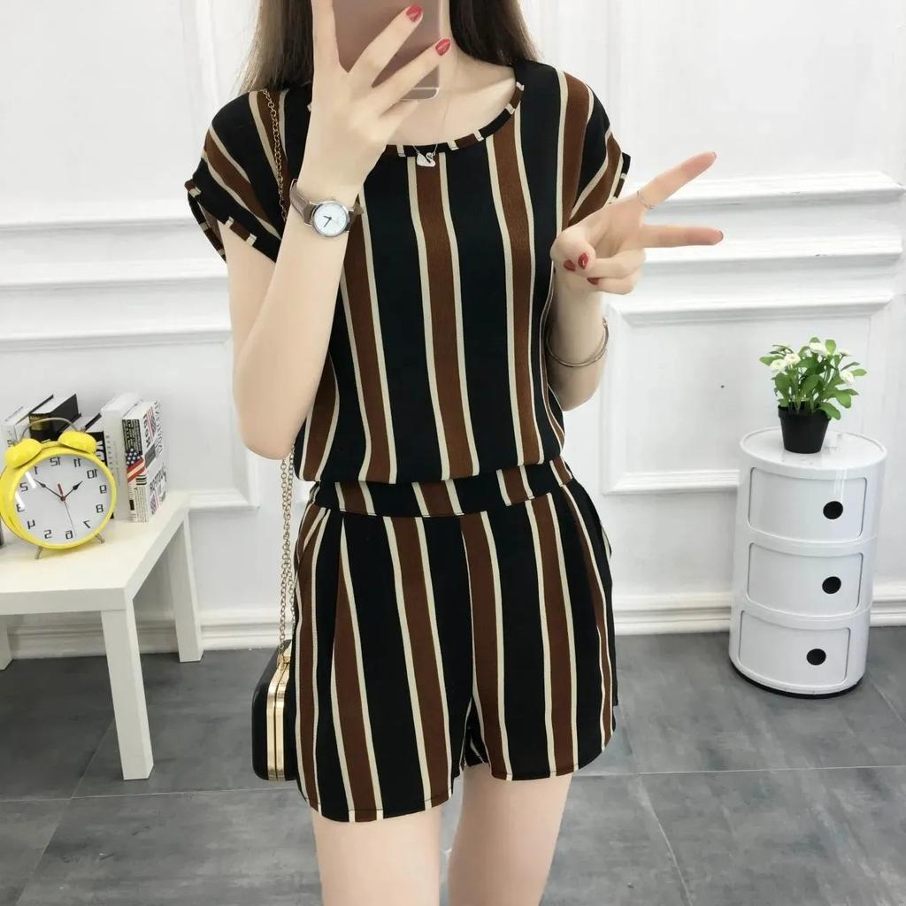 Fashion Suit Women's Summer Clothing Women's Summer Short Sleeve T-Shirt Wide Leg Pants Two-piece Set