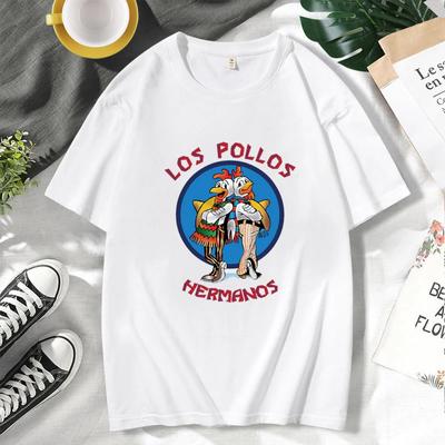 Lustiges bedrucktes T-Shirt „Los Pollos Hermanos“ für Herren, modisch, lässig, kurze Ärmel, atmungsaktives Sommer-T-Shirt aus Baumwolle mit Chicken Brothers-Motiv