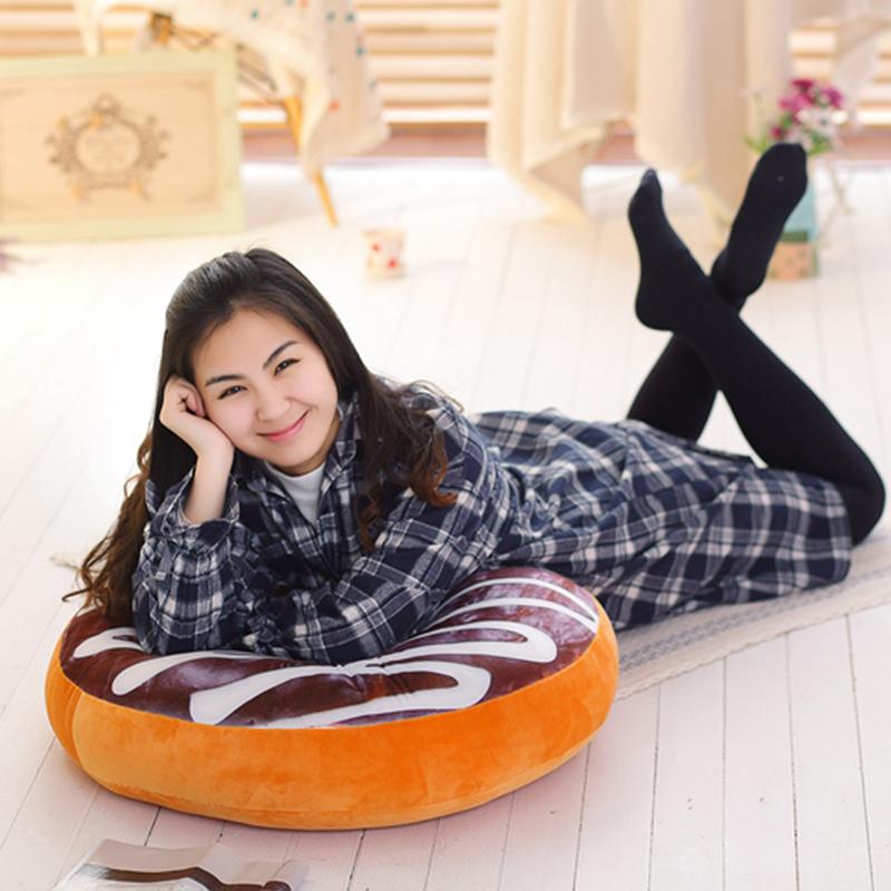 38/60cm Donut Food Toy Colorful Stuffed Ring Shaped Decor Plushie Head Pillow Seat Cushion for Chair Indoor Floor Sofa Gift