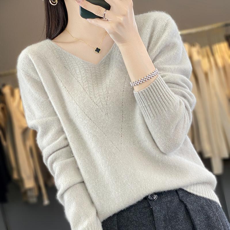 Dámský kašmírový svetr Qinghe kašmír 30% kašmír 70% vlna Dámský podzimní a zimní kašmírový svetr měkký a teplý