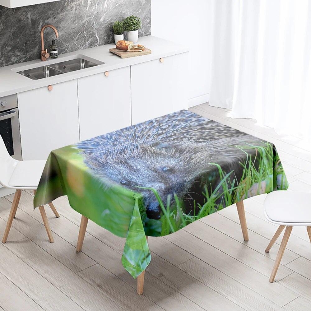 Hedgehog Tablecloth Cute Animal  Anti-Stain Waterproof Rectangular  Kitchen Table Home Decor