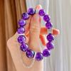 12Mm Large Granular Natural Royal Grape Purple Amethyst Design Bracelet Bracelet