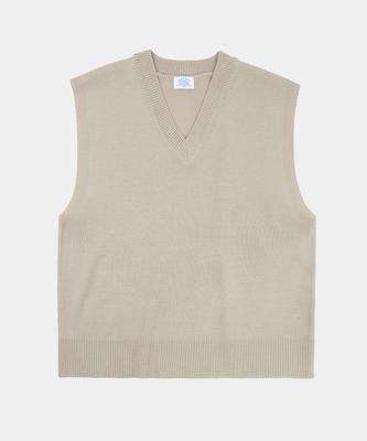 Lettercomo City Boy V-Neck Knit Vest_Beige