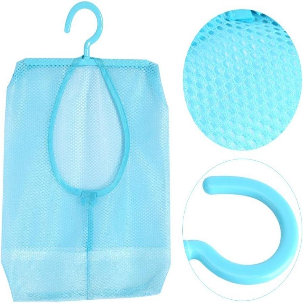 Mesh Fabric Hanging Storage Bag Blue Hanging Mesh Net Bag Storage Hanging Net Kitchen Organization