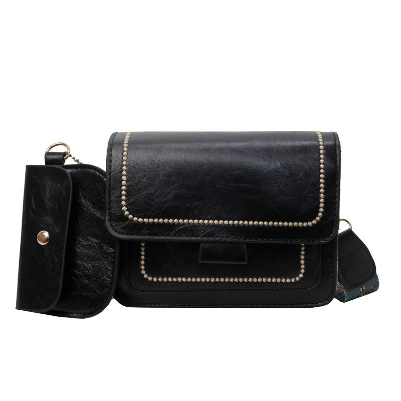 

Ретро сумка для поездок на работу женская весна 2024 новая корейская мода маленькая квадратная сумка универсальная сумка через плечо чёрный