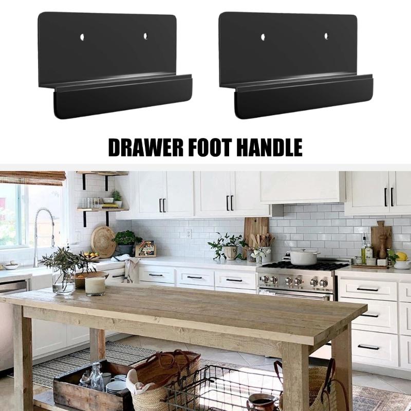 2Pcs Under Cabinet Foot Pull Handless Handle Garbage Drawer Foot Pull Handle for Full Overlay Cabinet Door Enduring