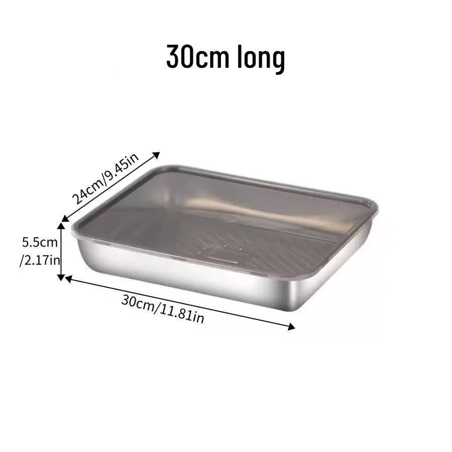 Stainless Steel Rectangular Non-Stick Dumpling Storage Box with Lid