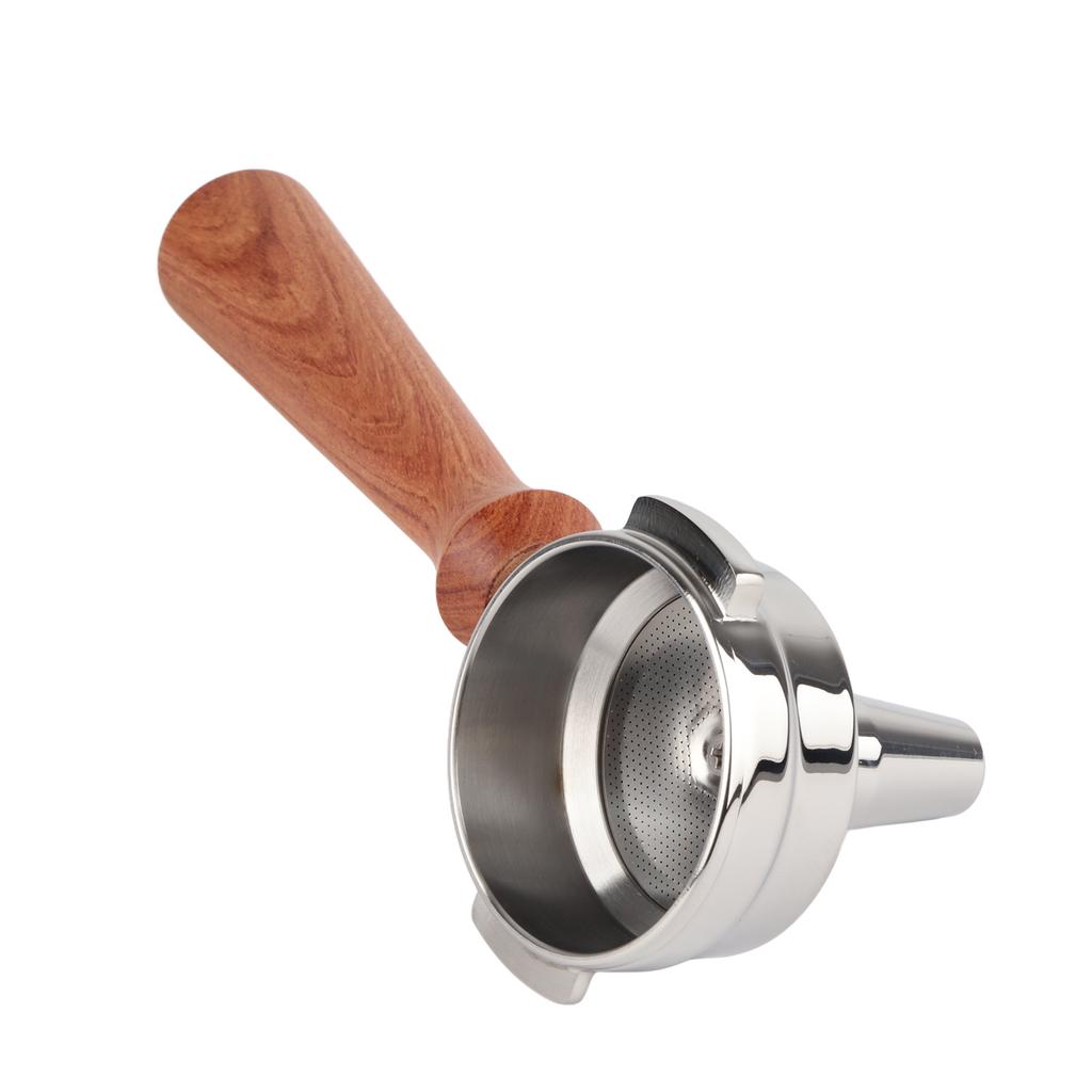58mm Portafilter Stainless Steel Coffee Tea Portafilter Holder Single Spout Brewing Coffee Filter Wooden Handle Coffee Accessories