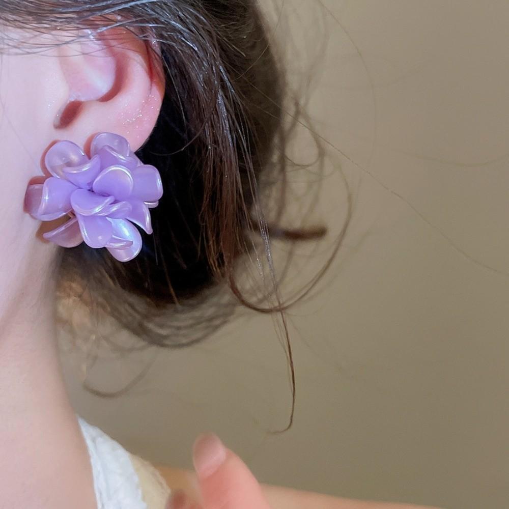 5 Pairs Acrylic Acrylic Flower Stud Earrings Pearl Korean Style Earrings  Holiday