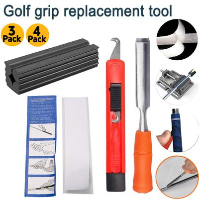Golf Club Grip Repair Kit Golf Club Grip Removal Repair Tool Set for Regripping Golf Club Grips Rubber Clamp and Hook Blade