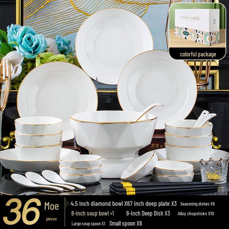 Huazao Baijia Jingdezhen Hand-painted Gold Ceramic Dinnerware Set