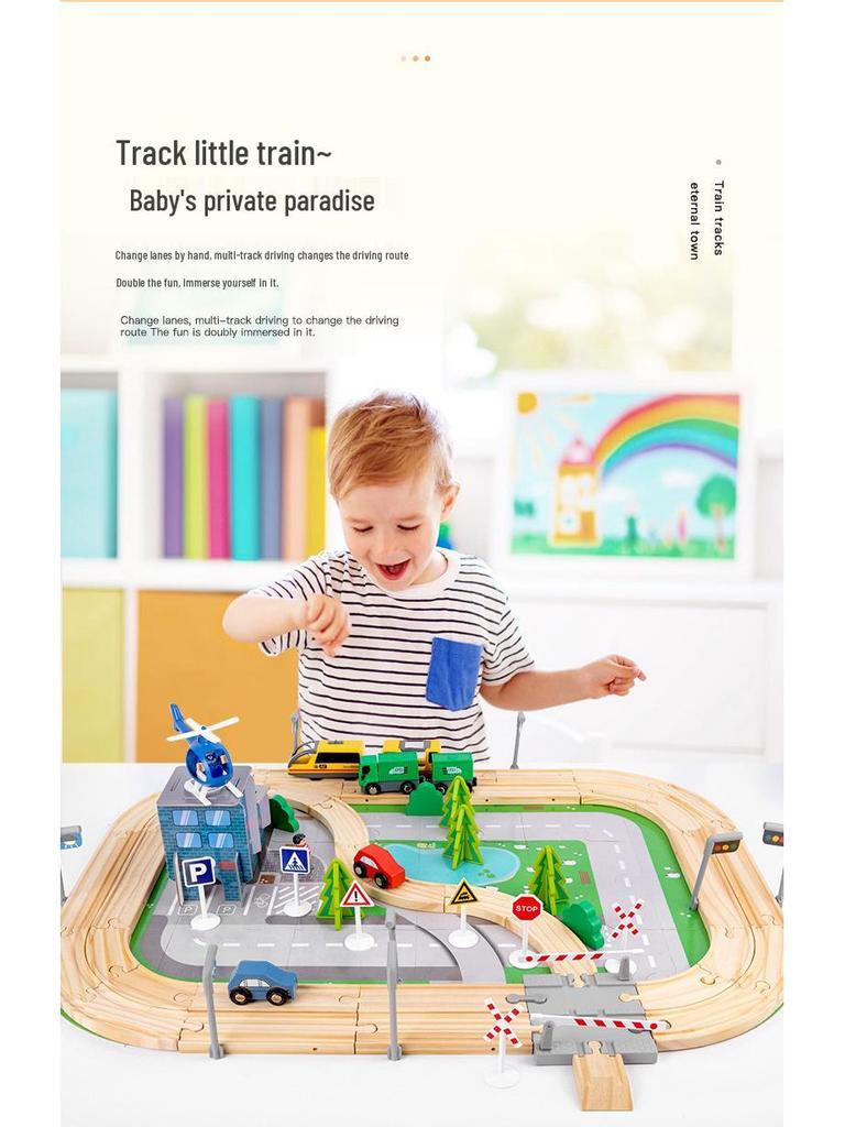 70-Piece Wooden Train Track Set for Ages 2-7: Interactive Educational Toy